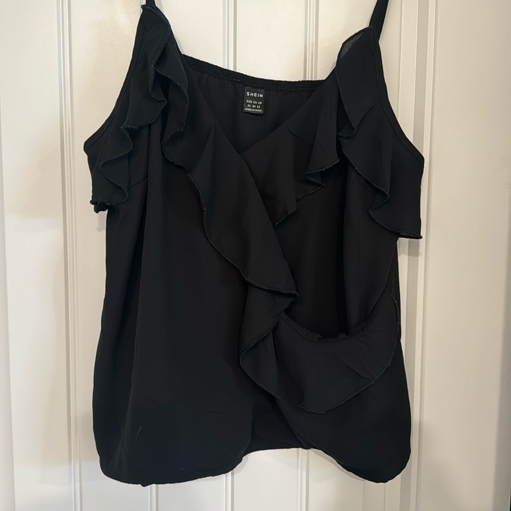 Black ruffle tank